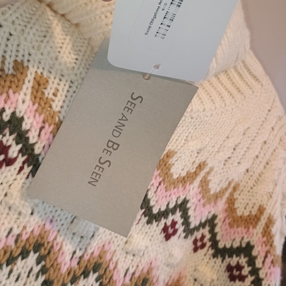 Perfectly Priscilla Large Nordic Fair Isle Tunic‎ Sweater Dress Wool Blend NWT - Picture 8 of 14